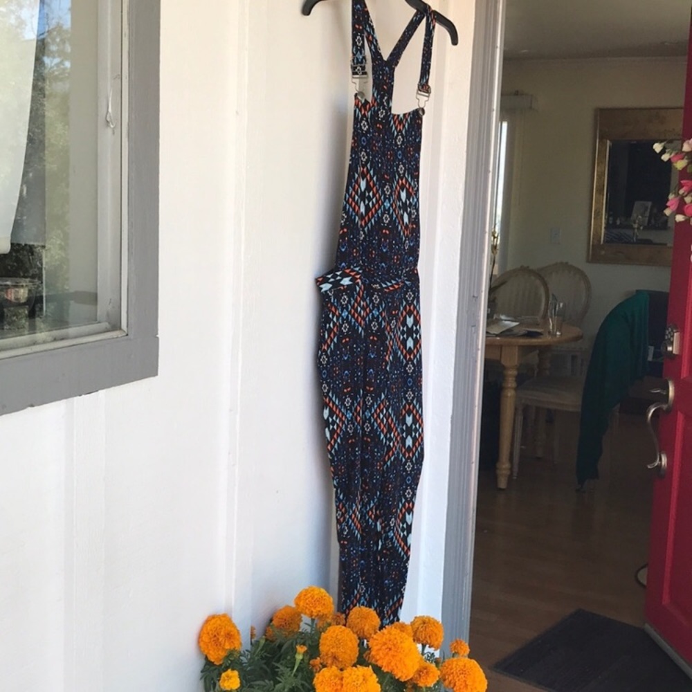Eye Candy overalls tribal jumpsuit colorful patterned size M